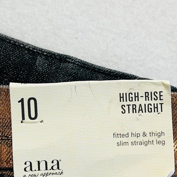 a.n.a. Women’s High-Rise Straight Stretch Metallic Effect Copper Jeans Sz 10 NWT - Picture 5 of 14